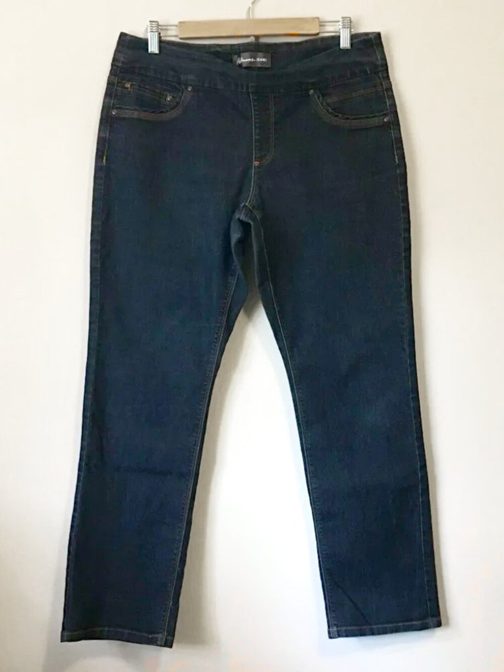 Reitmans Petite Dark Blue Jeans Size 12P Straight Leg Dark Wash Stretch